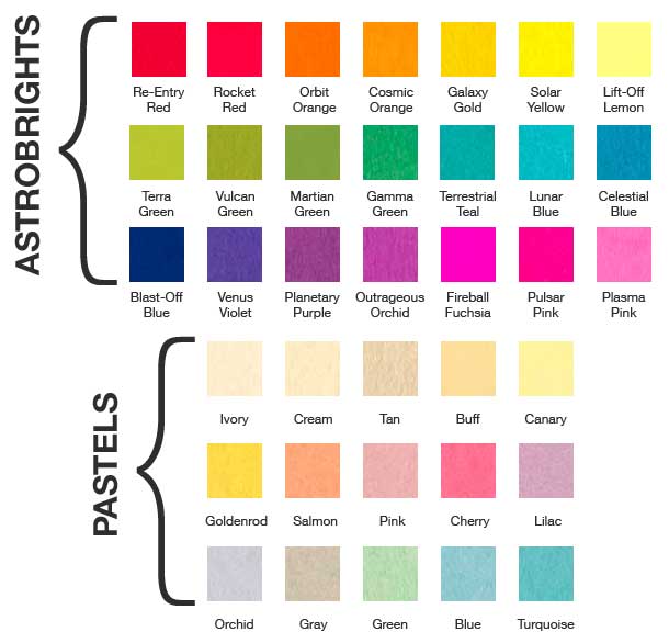 order world digital imaging astrobright paper color chart