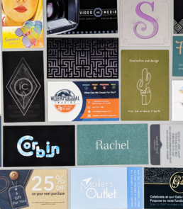 custom business cards in a variety of paper stocks and specialty finishes
