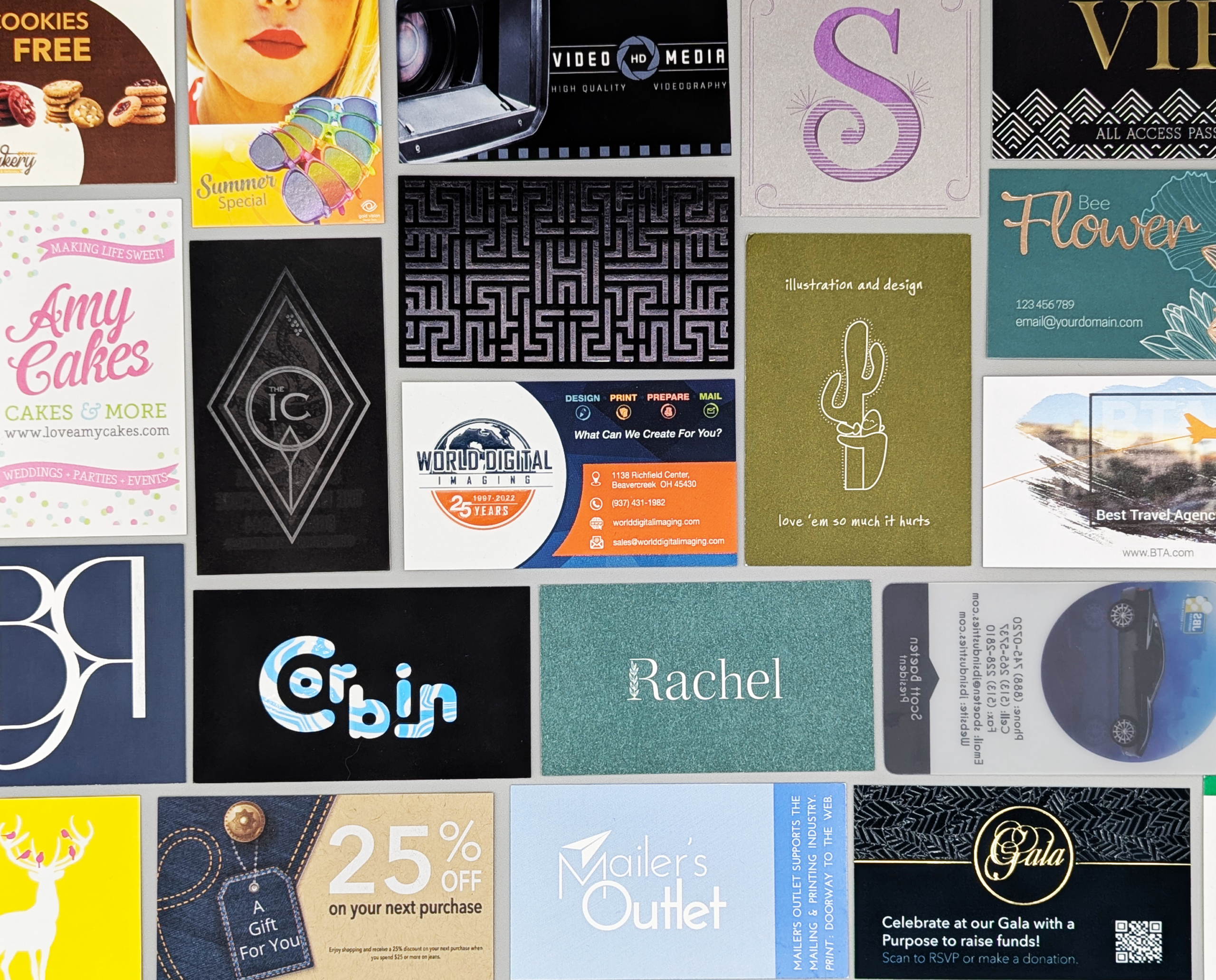 custom business cards in a variety of paper stocks and specialty finishes