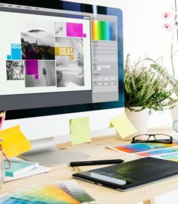 Graphic design services in progress on a computer screen