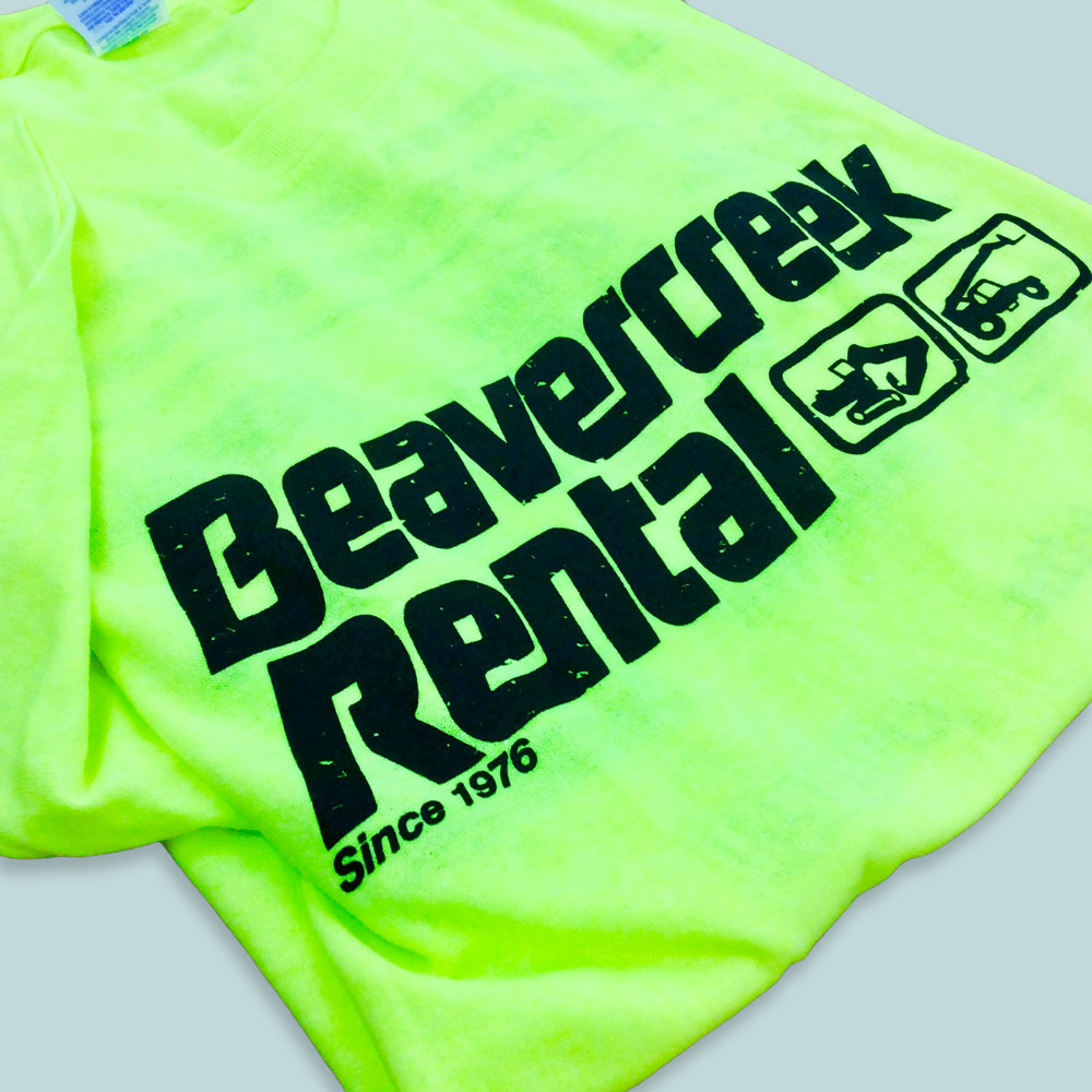 safety green t-shirt with custom printing